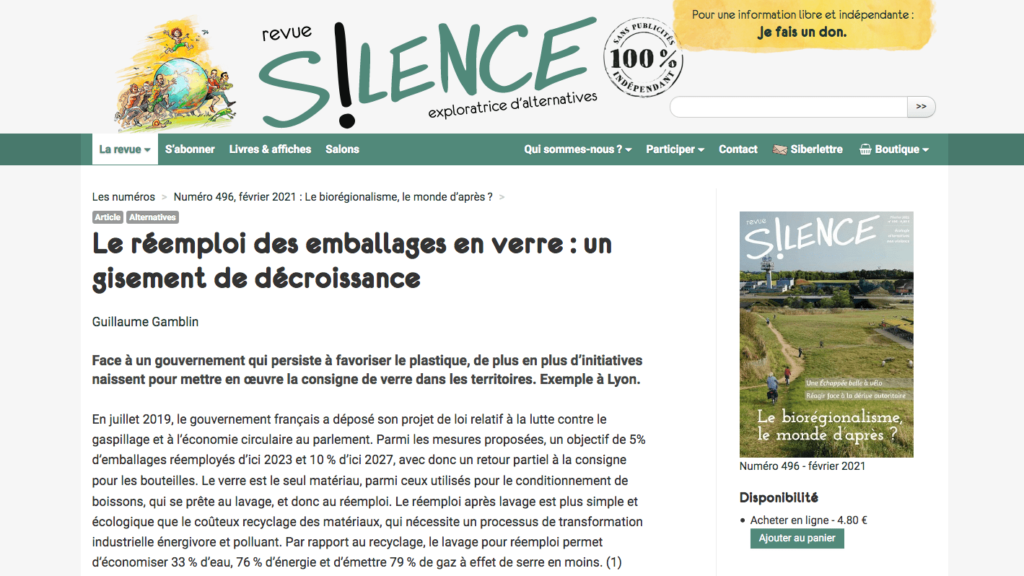 Article Rebooteille de Revue Silence - Page 1