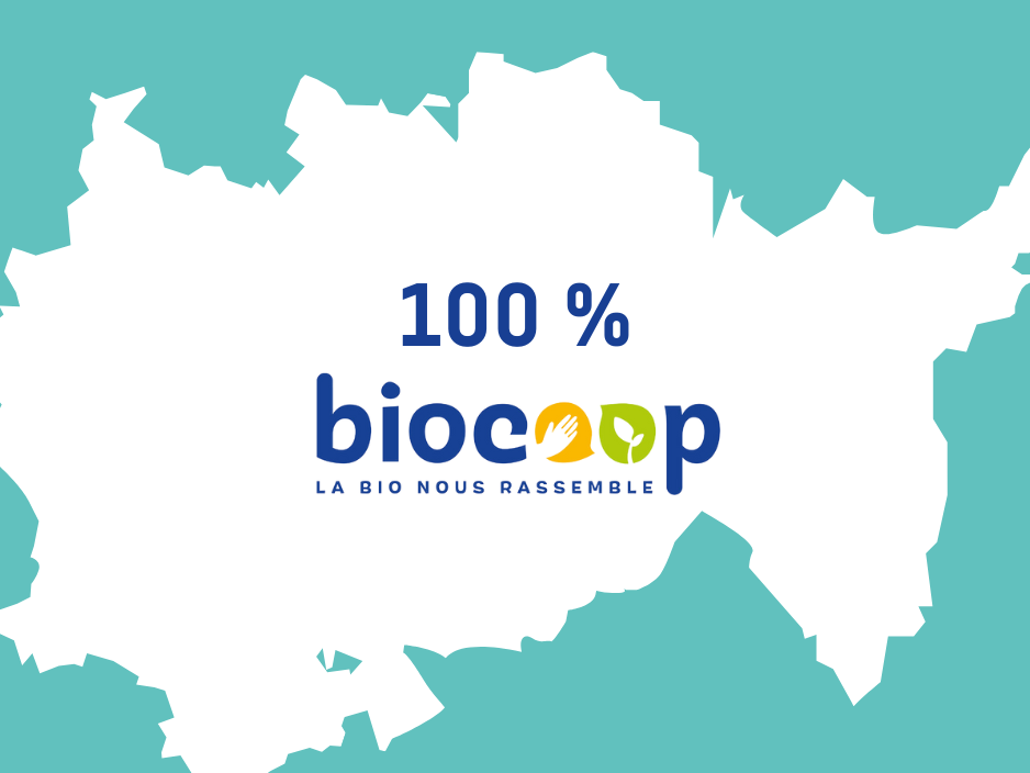 Image du territoire avec le logo Biocoop et 100 %